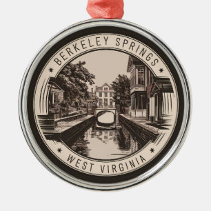 Berkeley Springs West Virginia Illustration Badge Metal Ornament