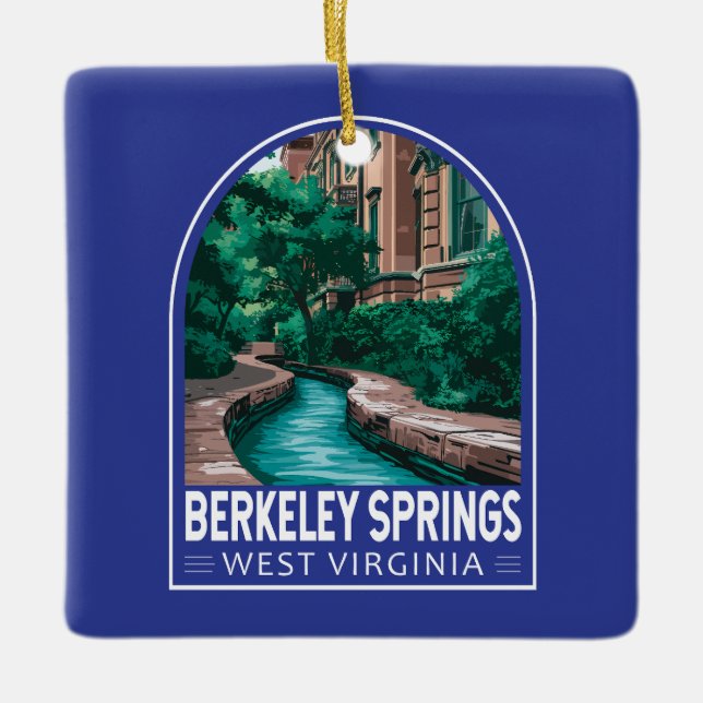 Berkeley Springs West Virginia Illustration Travel Ceramic Ornament (Front)