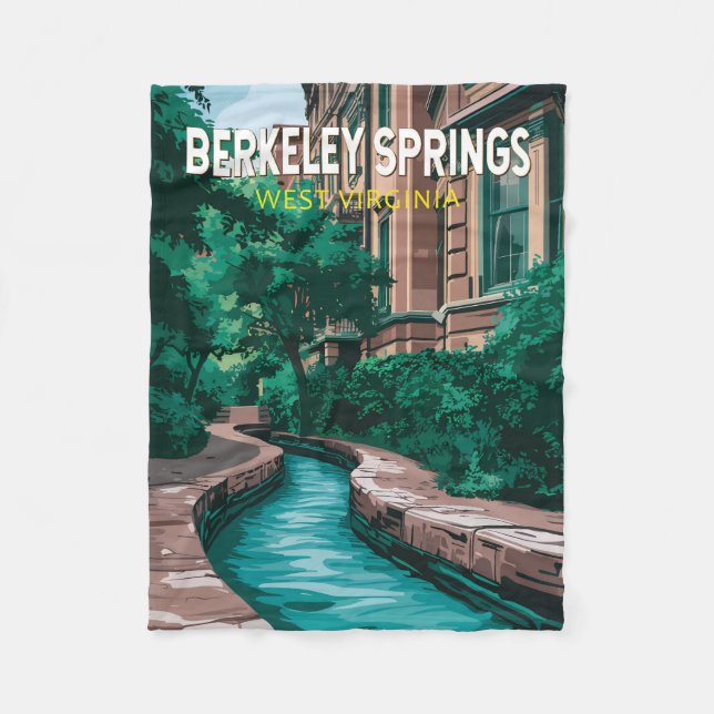 Berkeley Springs West Virginia Illustration Travel Fleece Blanket (Front)