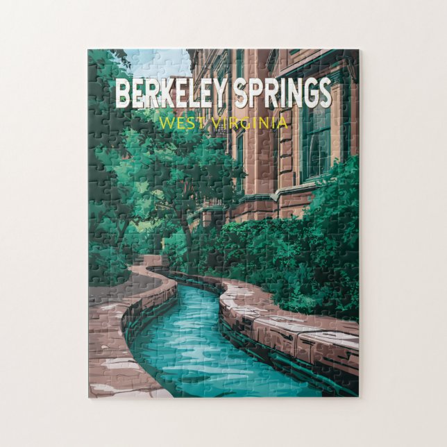 Berkeley Springs West Virginia Illustration Travel Jigsaw Puzzle (Vertical)
