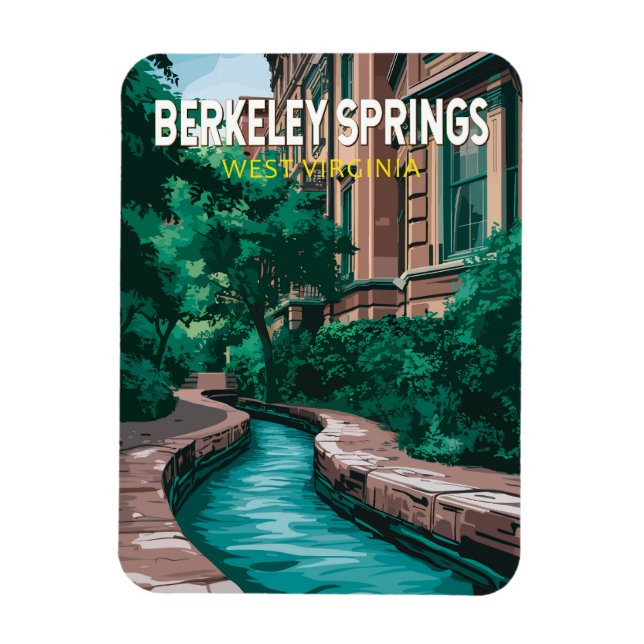 Berkeley Springs West Virginia Illustration Travel Magnet (Vertical)