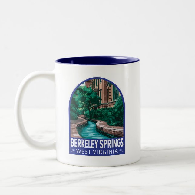 Berkeley Springs West Virginia Illustration Travel Two-Tone Coffee Mug (Left)