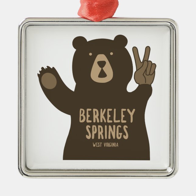 Berkeley Springs West Virginia Peace Bear Metal Ornament (Front)