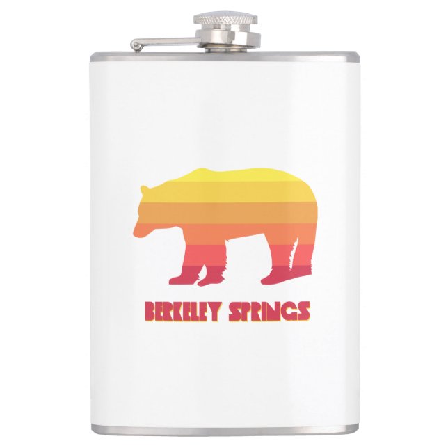 Berkeley Springs West Virginia Rainbow Bear Hip Flask (Front)