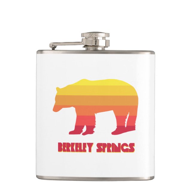 Berkeley Springs West Virginia Rainbow Bear Hip Flask (Front)