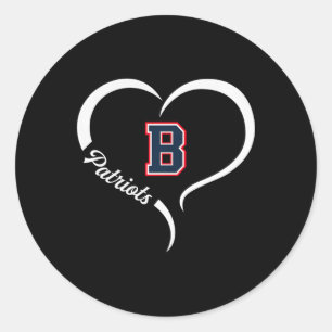 Berkmar Patriots Logo Half Heart Slogan HS Classic Round Sticker