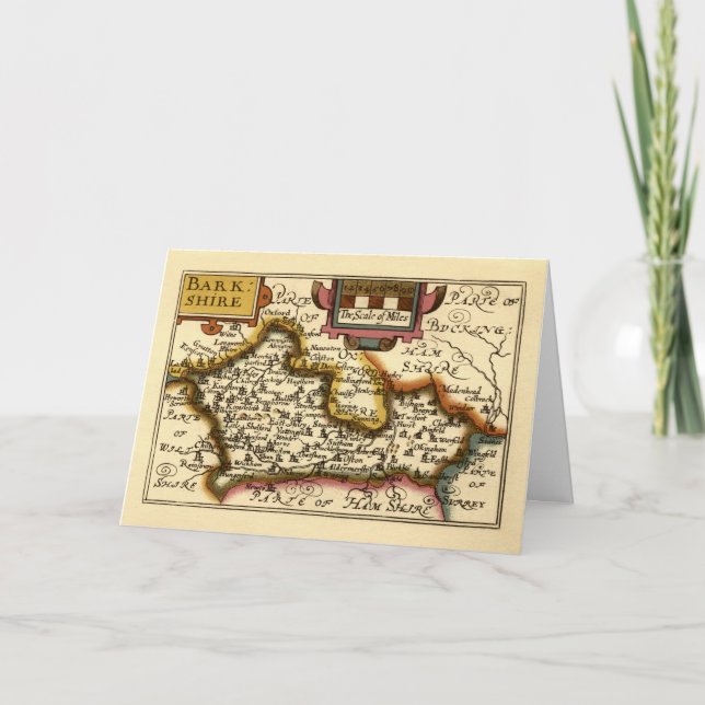 Berkshire Barkshire County England Antiquarian Map Card (Front)