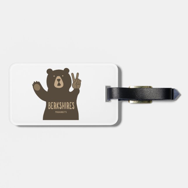 Berkshires Massachusetts Peace Bear Luggage Tag (Back Horizontal)