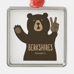 Berkshires Massachusetts Peace Bear Metal Ornament