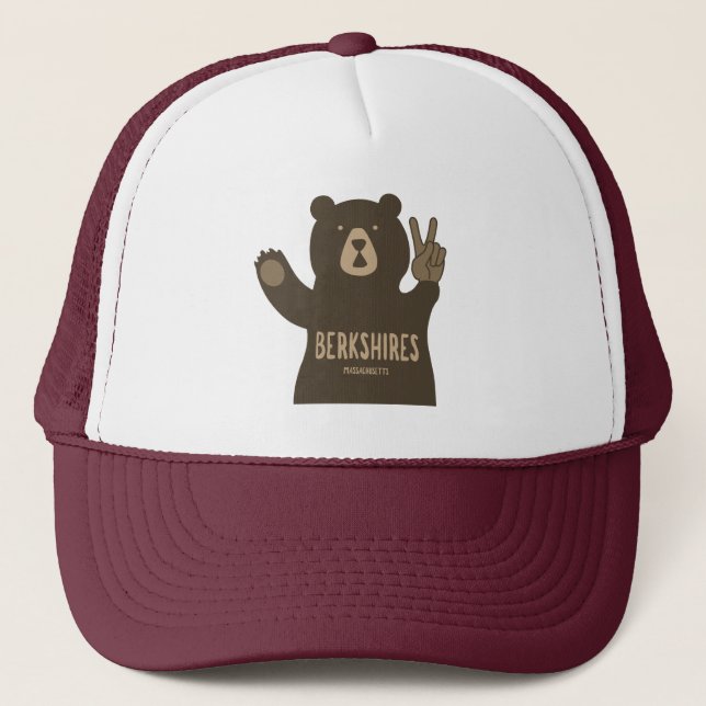 Berkshires Massachusetts Peace Bear Trucker Hat (Front)