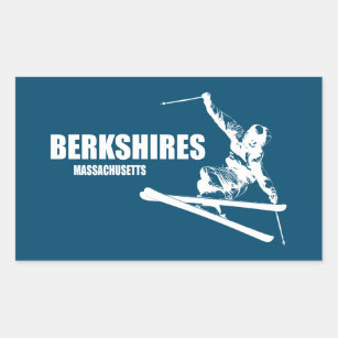 Berkshires Massachusetts Skier Rectangular Sticker