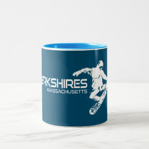 Berkshires Massachusetts Snowboarder Two-Tone Coffee Mug