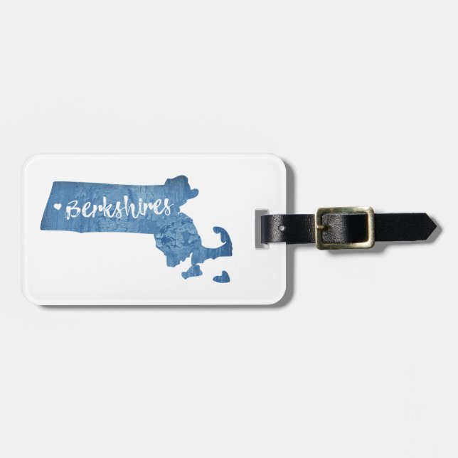 Berkshires Massachusetts Wood Grain Luggage Tag (Front Horizontal)