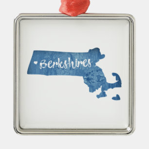 Berkshires Massachusetts Wood Grain Metal Ornament