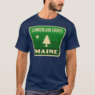 berland County Maine Retro Pine Tree Badge Green T-Shirt