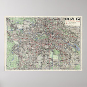 Berlin 1930 Map, Germany Map, Vintage Wall Art