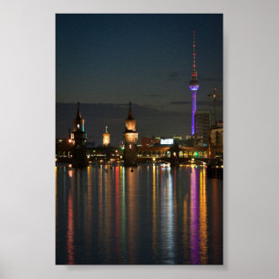 Berlin Alexanderplatz Oberbaum Bridge night Poster