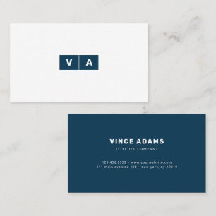 Berlin Blue White   Simple Modern Minimal Monogram Business Card