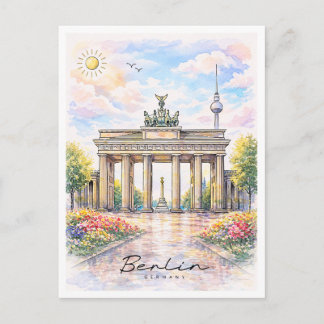 Berlin Brandenburg Gate Watercolor | Germany Holiday Postcard