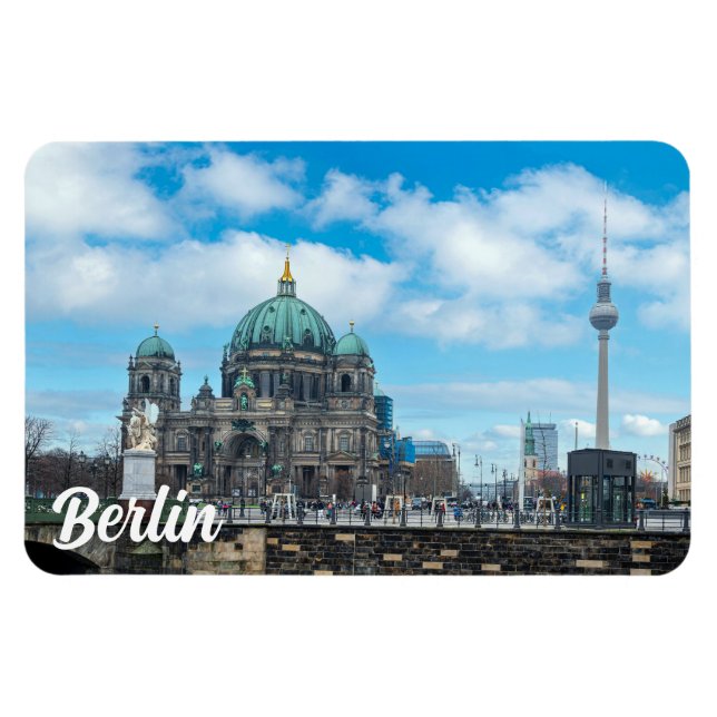 Berlin Cathedral and TV tower in Berlin, Germany Magnet (Horizontal)