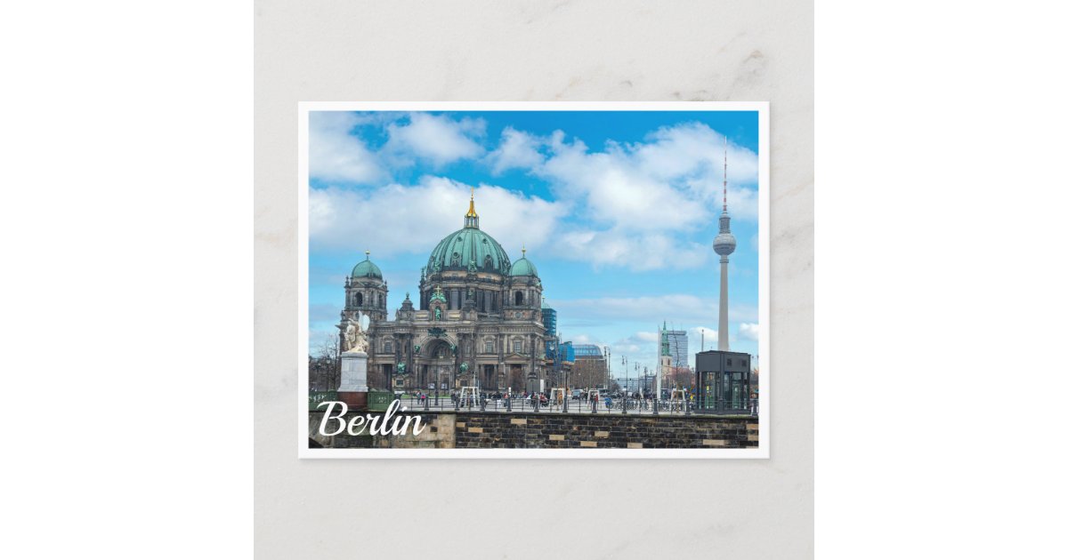 Berlin Cathedral and TV tower in Berlin, Germany Postcard | Zazzle