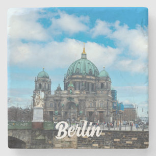 Berlin Cathedral and TV tower in Berlin, Germany Stone Coaster