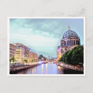 Berlin Cathedral by the Spree River at Night Postcard