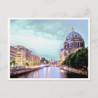 Berlin Cathedral by the Spree River at Night Postcard
