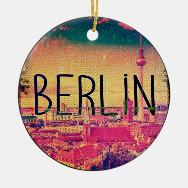 Berlin, circle ceramic tree decoration (Front)