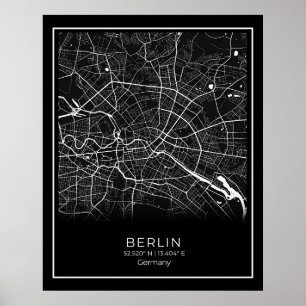 Berlin City Map - Berlin Black Map Poster