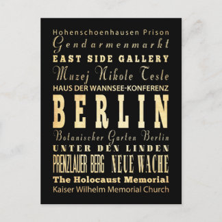 Berlin City of Germany Typography Art Postcard
