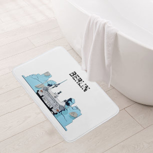 Berlin City Skyline Graffiti Bath Mat