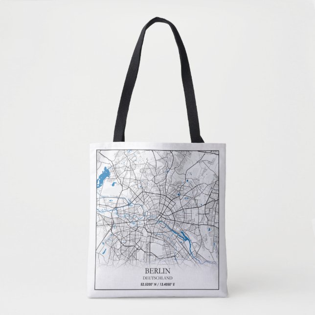 Berlin Deutschland Germany City Map Coordinates Tote Bag (Front)