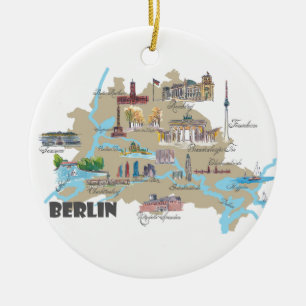 Berlin Favourite Map with sightseeing Highlights Ceramic Ornament