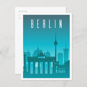 Berlin Germany Art Vintage Travel Illustration Postcard
