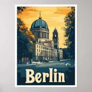 Berlin Germany Art Vintage Travel Illustration Poster