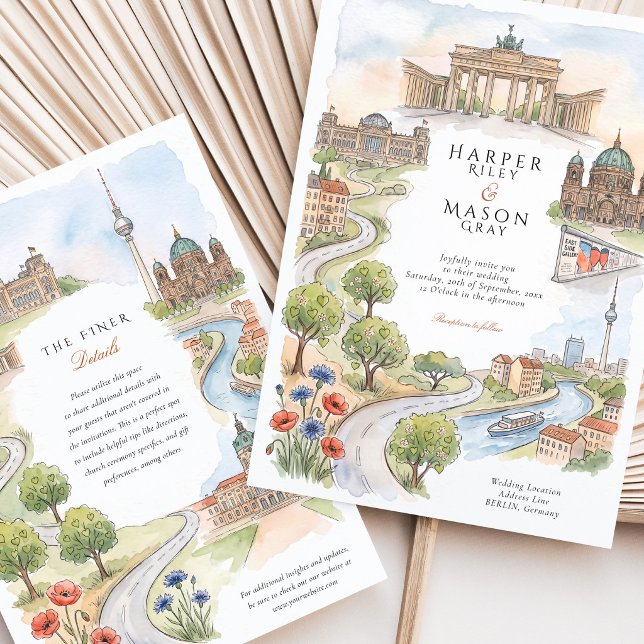 Berlin Germany Brandenburg Gate Dom Wedding Invitation (Creator Uploaded)