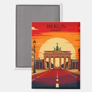 Berlin Germany Brandenburg Gate Retro Travel Art Magnet