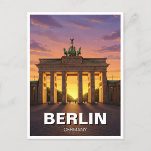 Berlin Germany Brandenburg Gate sunset Travel Postcard