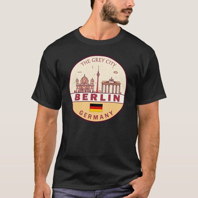 Berlin Germany City Skyline Emblem T-Shirt (Front)