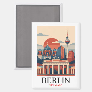 Berlin Germany City Skyline – Minimalist Vintage Magnet