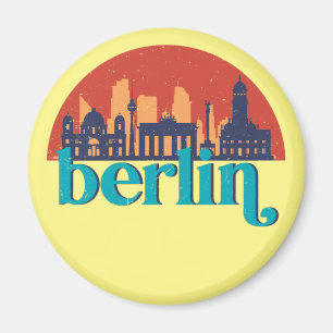 Berlin Germany City Skyline Retro Cityscape Art Magnet