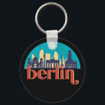 Berlin Germany City Skyline Vintage Cityscape Key Ring<br><div class="desc">Vintage and retro city design with beautiful skyline, tourist attraction and cityscape art. Cool skyscraper and building silhouette illustration merchandise for tourist and traveller. Perfect as souvenir to bring back home when travelling around the world. Save the memory of your travel and vacation with family and friends. Background colour can...</div>