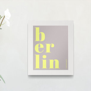 Berlin Germany modern typography yellow grey Poster