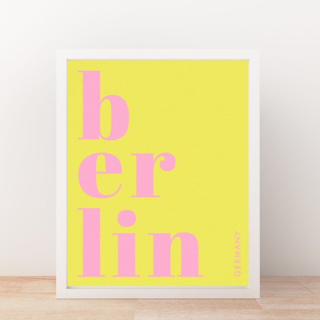 Berlin Germany modern typography yellow pink Poster (Creator Uploaded)