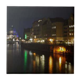 Berlin Germany Night Spree Deutschland Nacht Tile