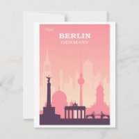 Berlin Germany Pink Vintage Travel Poster