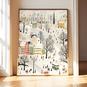 Berlin Germany Poster Art Print, Famous City Retro
