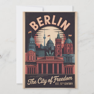 Berlin Germany Retro Skyline Cityscape Travel Holiday Card