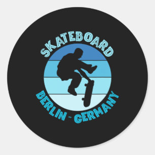 Berlin Germany Skateboarder Urn Skateboarding Classic Round Sticker